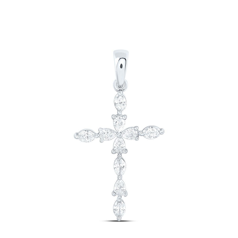 14K Yellow Or White Gold 1/2 Cttw Lab Grown Diamond Fashion Cross Pendant