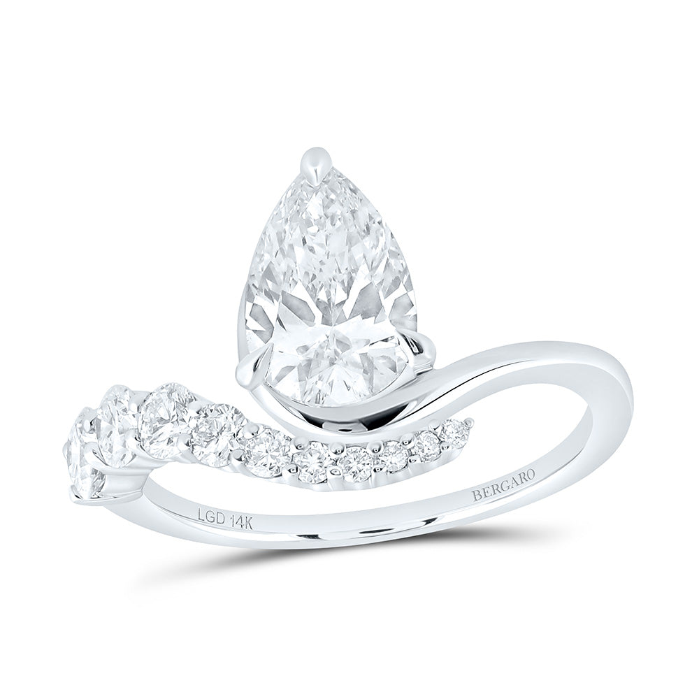 14K Yellow Or White Gold 2 Cttw Lab Grown Diamond 1 1/2 Cttw Center Pear Engagement Ring