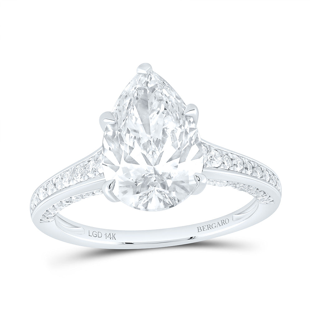 14K Yellow Or White Gold 3 5/8 Cttw Lab Grown Diamond 3 Cttw Center Pear Engagement Ring