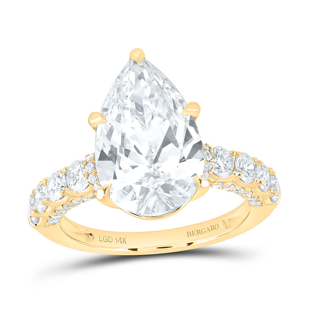 14K Yellow Gold 6 Cttw Lab Grown Diamond 5 Cttw Center Pear Engagement Ring