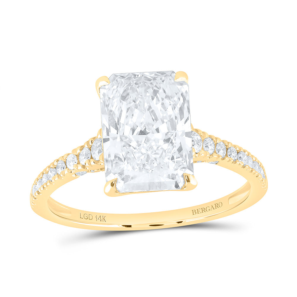14K Yellow Or White Gold 3 3/8 Cttw Lab Grown Diamond 3 Cttw Center Radiant Engagement Ring