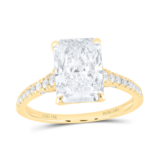 14K Yellow Or White Gold 3 3/8 Cttw Lab Grown Diamond 3 Cttw Center Radiant Engagement Ring