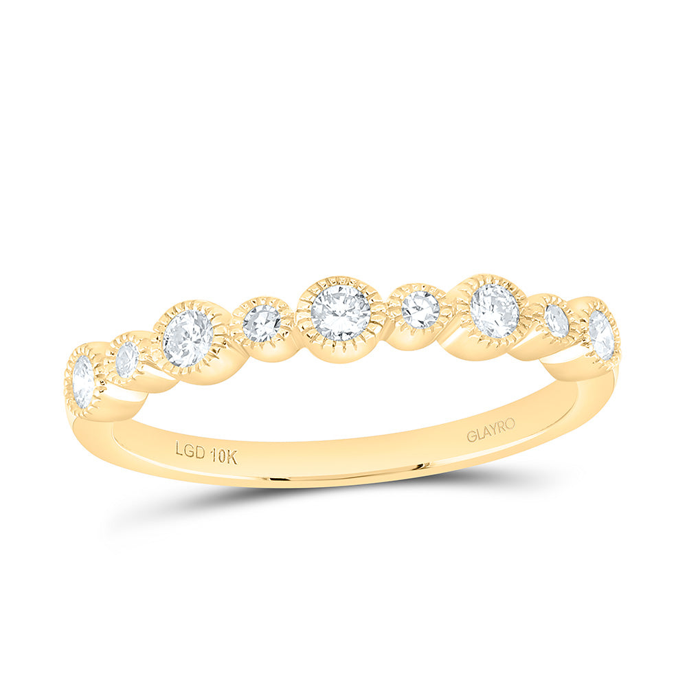 10K Yellow Or White Gold 1/4 Cttw Lab Grown Diamond Fashion Round Bezel Band