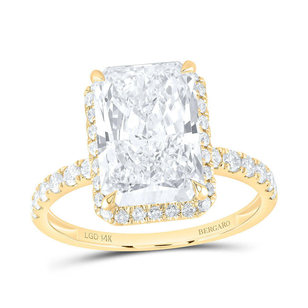 14K Yellow Or White Gold 4 1/2 Cttw Lab Grown Diamond 4 Cttw Center Radiant Engagement Ring