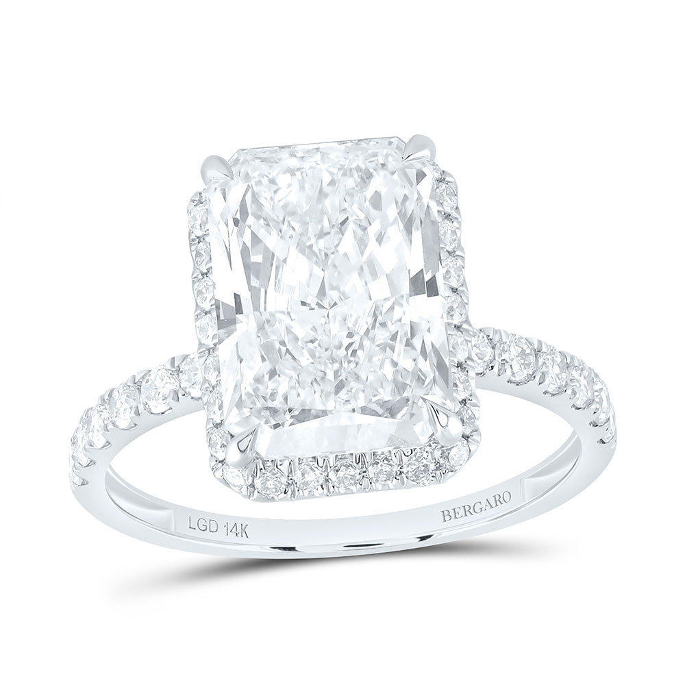 14K Yellow Or White Gold 4 1/2 Cttw Lab Grown Diamond 4 Cttw Center Radiant Engagement Ring