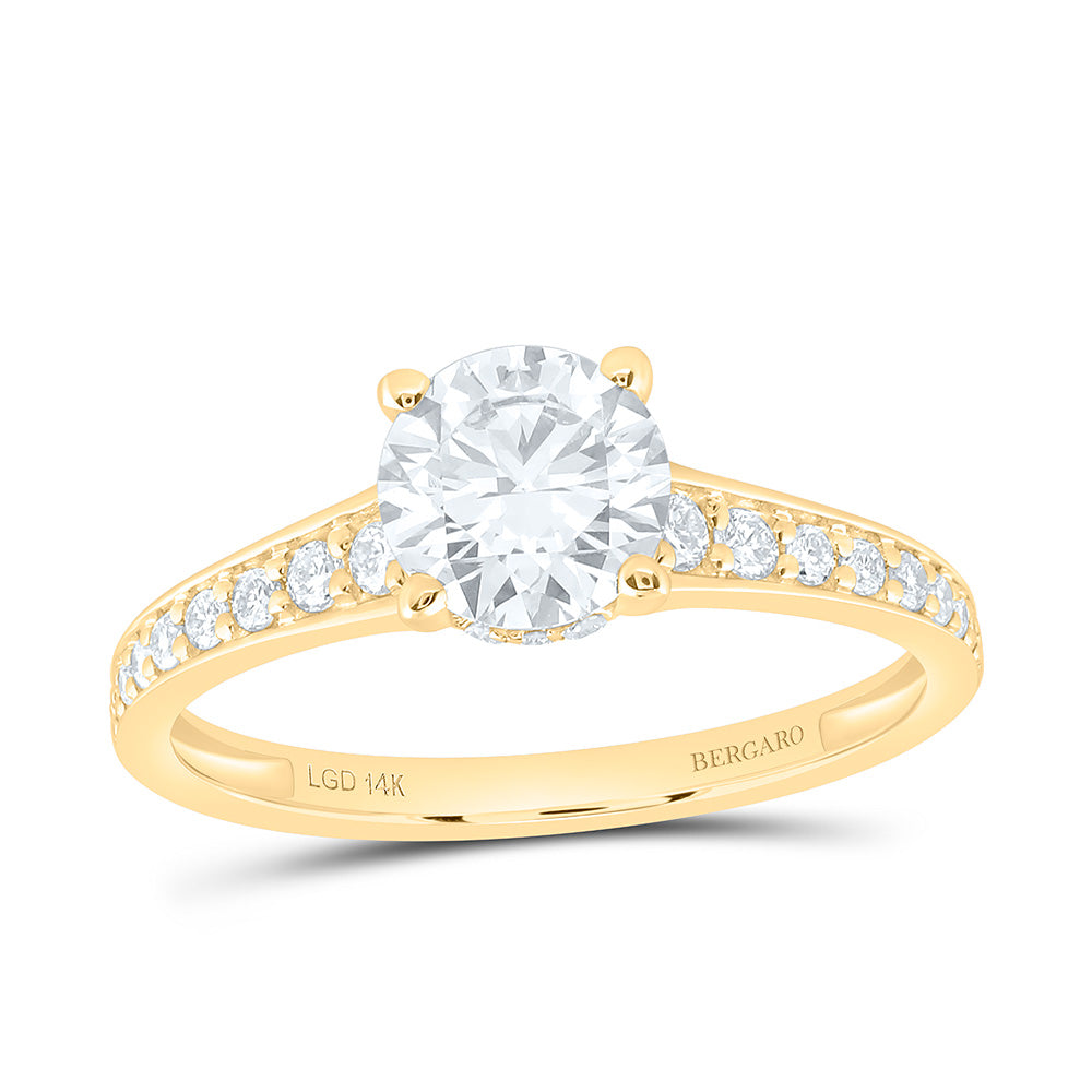 14K Yellow Or White Gold 1 3/8 Cttw Lab Grown Diamond 1 Cttw Center Round Engagement Ring