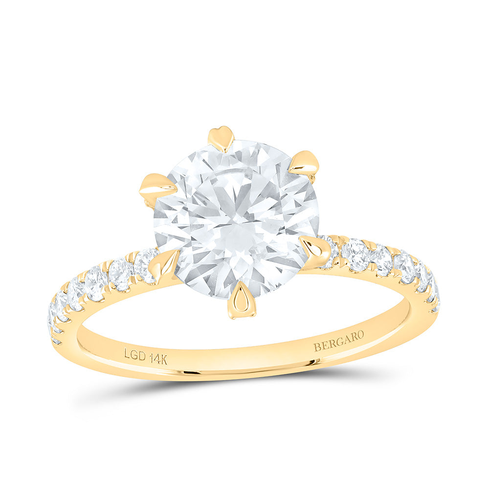 14K Yellow Or White Gold 2 1/2 Cttw Lab Grown Diamond 2 Cttw Center Round Engagement Ring