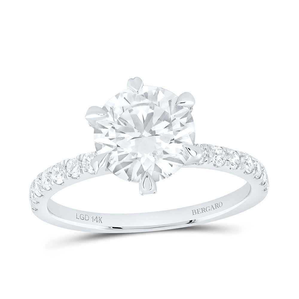 14K Yellow Or White Gold 2 1/2 Cttw Lab Grown Diamond 2 Cttw Center Round Engagement Ring