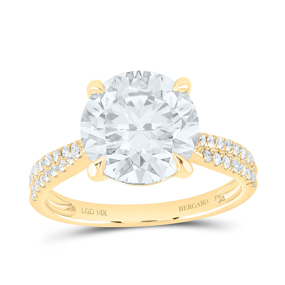 14K Yellow Or White Gold 4 1/3 Cttw Lab Grown Diamond 4 Cttw Center Round Engagement Ring