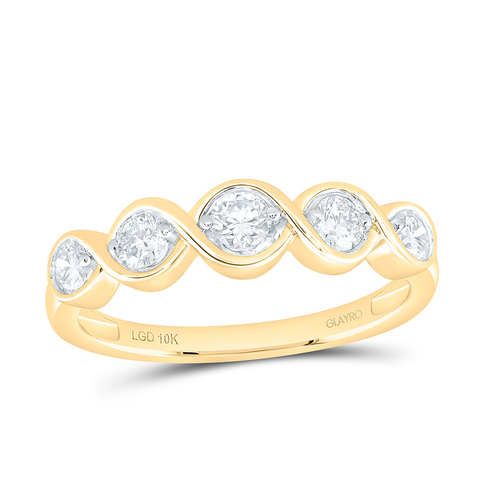 10K Yellow Or White Gold 1/2 Cttw Lab Grown Diamond Fashion Round Band
