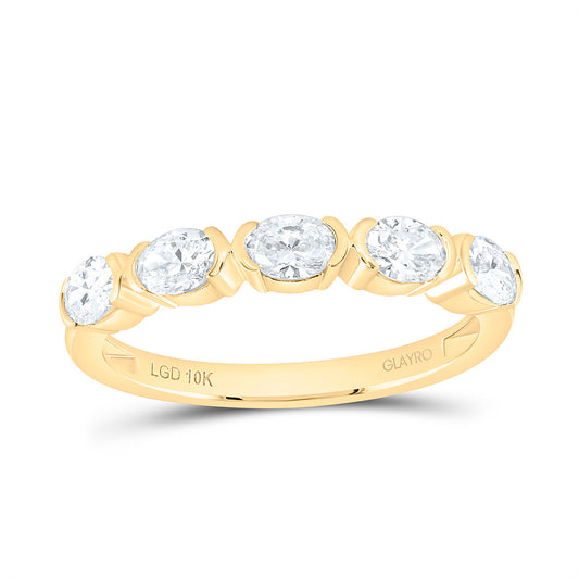 10K Yellow Gold 3/4 Cttw Lab Grown Diamond Fashion Oval Band