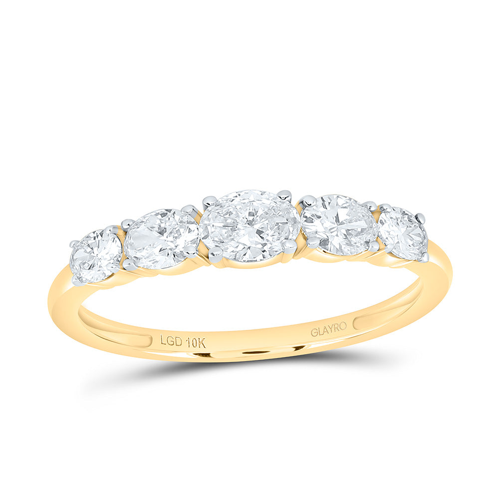 10K Yellow Or White Gold 3/4 Cttw Lab Grown Diamond Fashion Oval Band