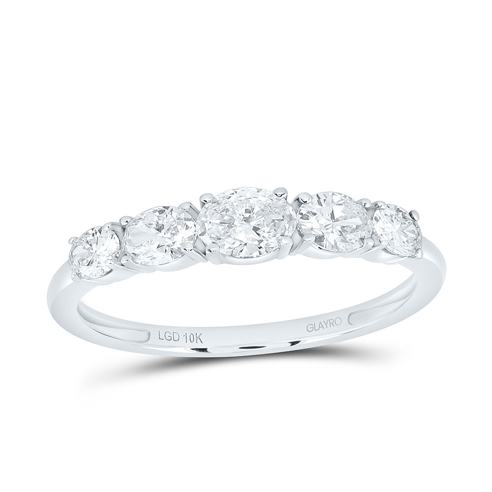10K Yellow Or White Gold 3/4 Cttw Lab Grown Diamond Fashion Oval Band