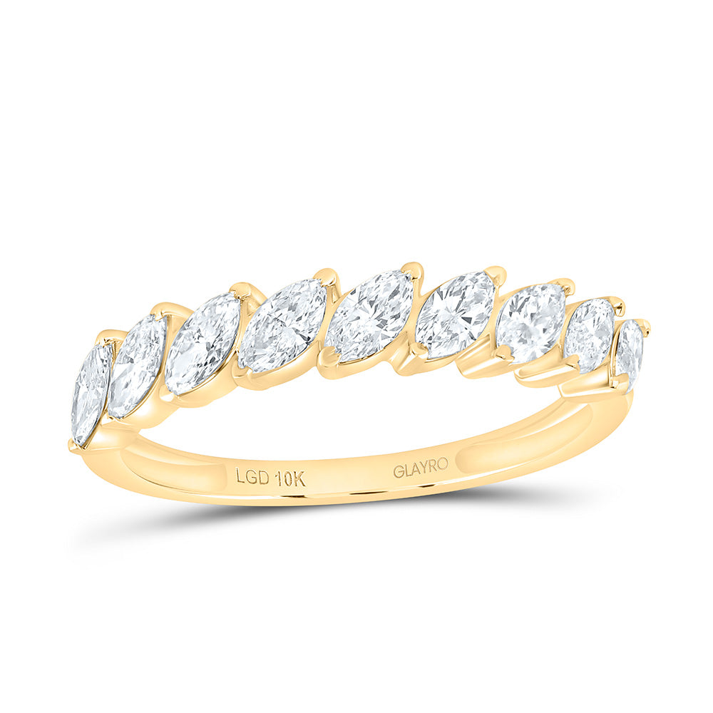 10K Yellow Or White Gold 3/4 Cttw Lab Grown Diamond Fashion Marquise Band