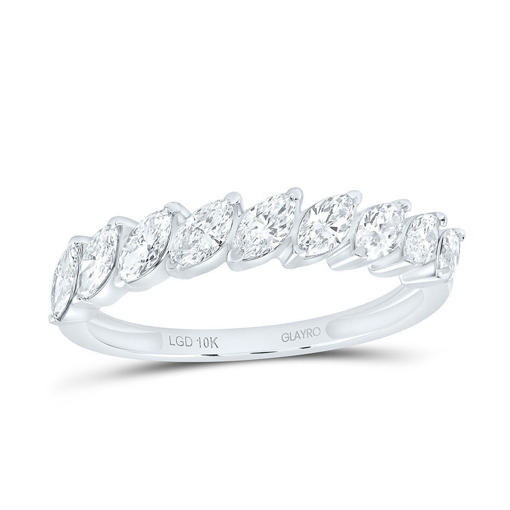 10K Yellow Or White Gold 3/4 Cttw Lab Grown Diamond Fashion Marquise Band