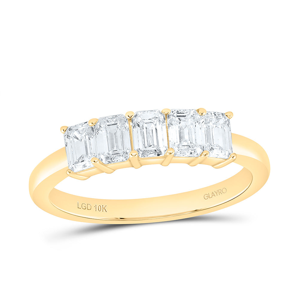 10K Yellow Or White Gold 1 Cttw Lab Grown Diamond Fashion Emerald Band