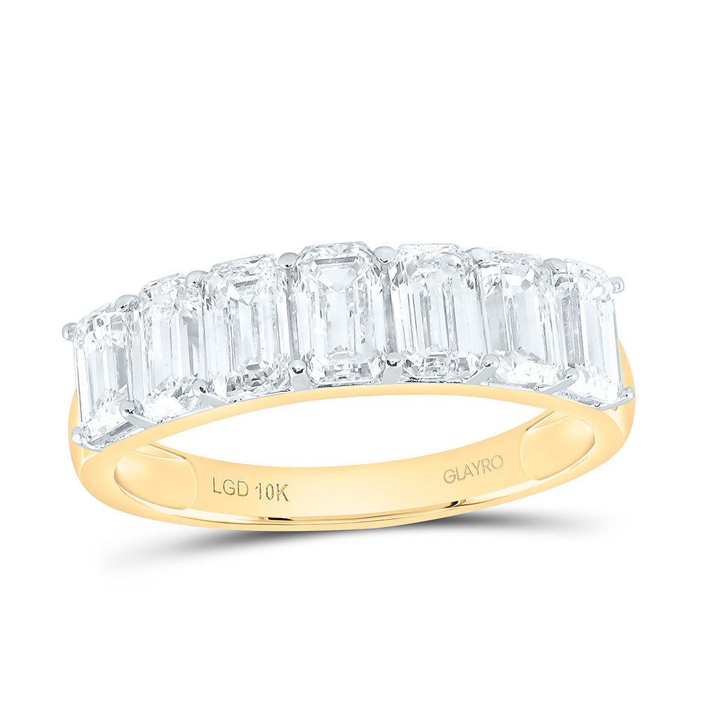 10K Yellow Or White Gold 2 1/3 Cttw Lab Grown Diamond Fashion Emerald Band