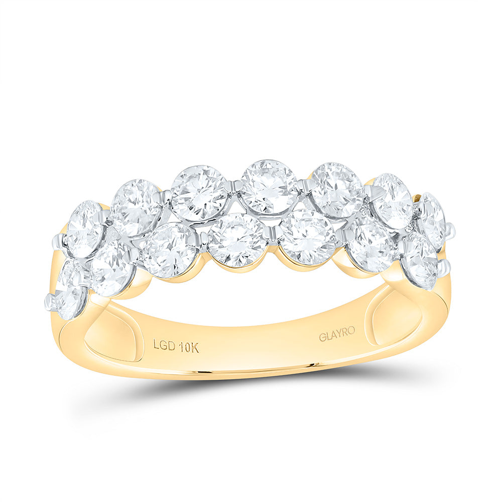 10K Yellow Or White Gold 1 1/3 Cttw Lab Grown Diamond Fashion Round Band