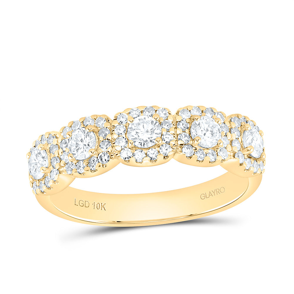 10K Yellow Or White Gold 3/4 Cttw Lab Grown Diamond Fashion Round Band