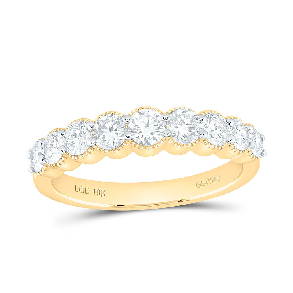 10K Yellow Or White Gold 1 Cttw Lab Grown Diamond Fashion Round Band