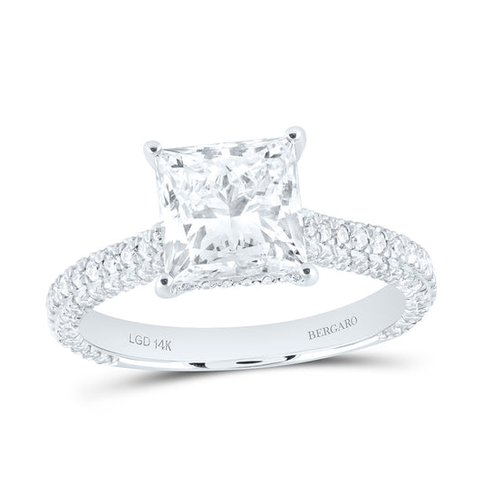14K Yellow Or White Gold 3 1/5 Cttw Lab Grown Diamond 2 1/2 Cttw Center Princess Engagement Ring