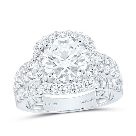 14K Yellow Or White Gold 3 Cttw Lab Grown Diamond 2 Cttw Center Round Single Halo Engagement Ring