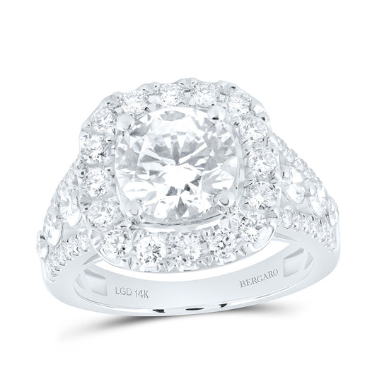 14K Yellow Or White Gold 4 Cttw Lab Grown Diamond 2 1/2 Cttw Center Round Cushion Engagement Ring
