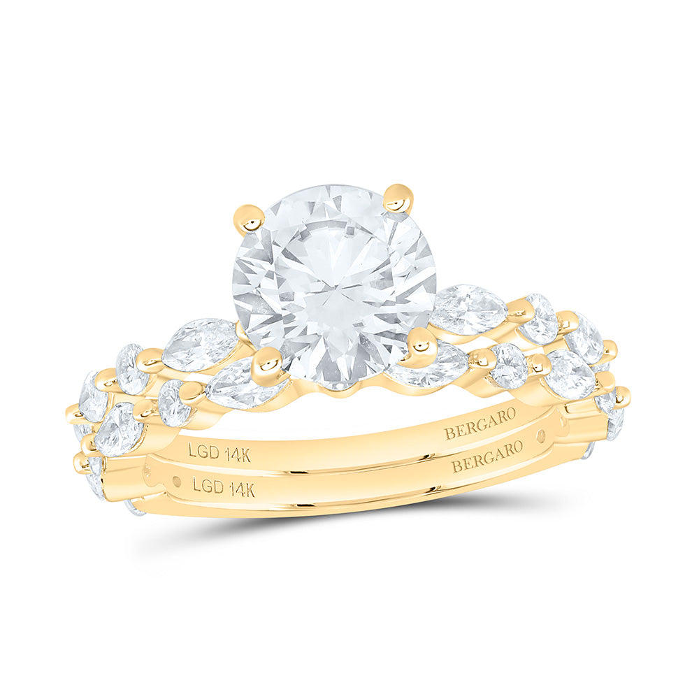 14K Yellow Or White Gold 3 Cttw Lab Grown Diamond 2 Cttw Center Round Bridal Set