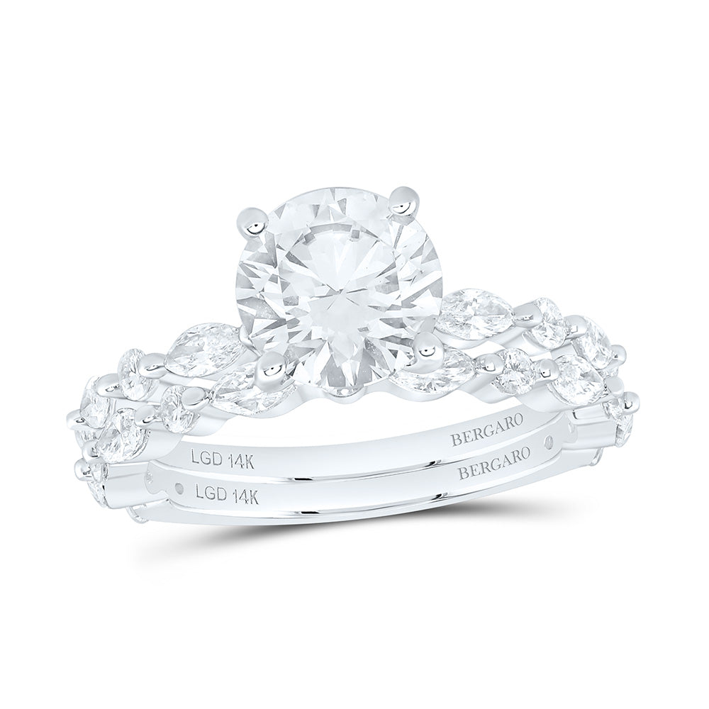 14K Yellow Or White Gold 3 Cttw Lab Grown Diamond 2 Cttw Center Round Bridal Set