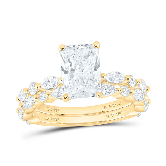 14K Yellow Or White Gold 3 Cttw Lab Grown Diamond 2 Cttw Center Radiant Bridal Set