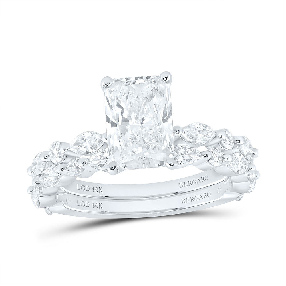 14K Yellow Or White Gold 3 Cttw Lab Grown Diamond 2 Cttw Center Radiant Bridal Set