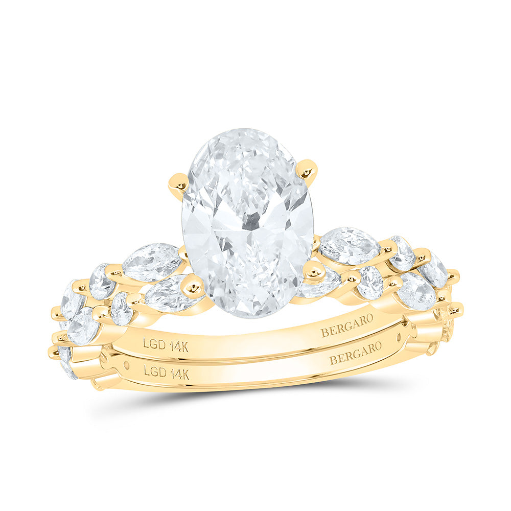 14K Yellow Or White Gold 3 Cttw Lab Grown Diamond 2 Cttw Center Oval Bridal Set