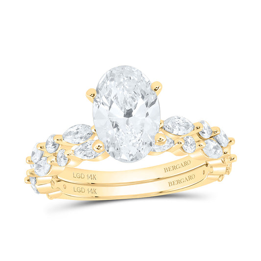 14K Yellow Or White Gold 3 Cttw Lab Grown Diamond 2 Cttw Center Oval Bridal Set