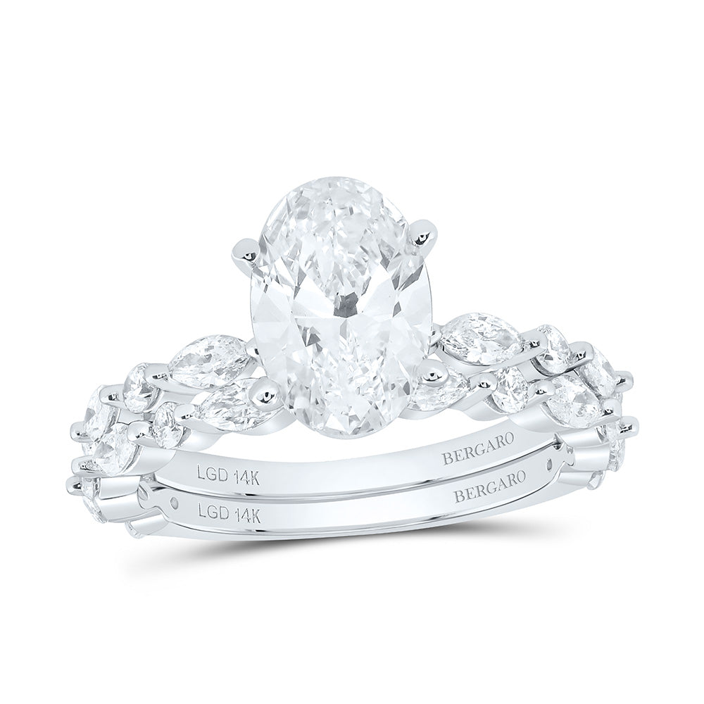 14K Yellow Or White Gold 3 Cttw Lab Grown Diamond 2 Cttw Center Oval Bridal Set