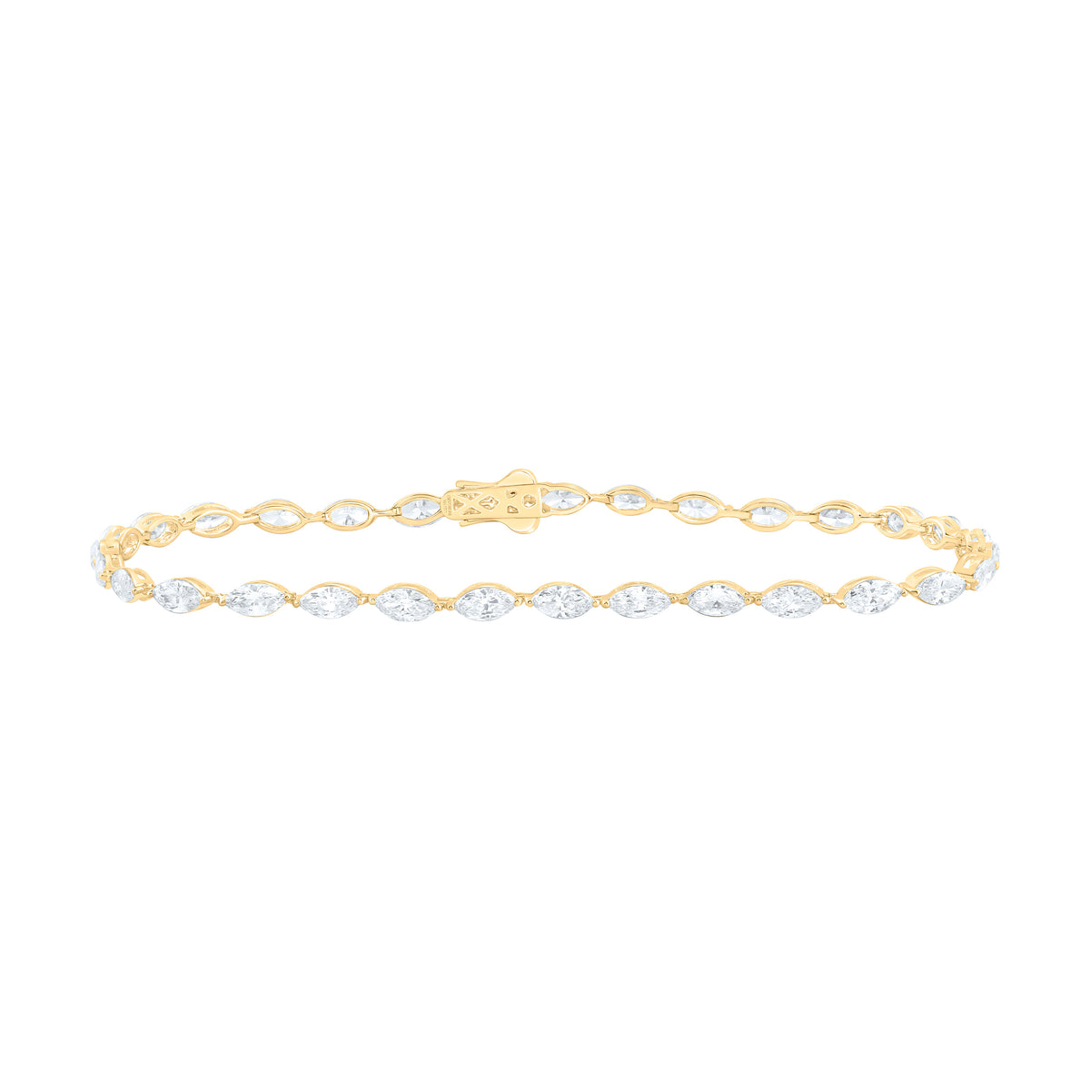 14K Yellow Or White Gold 3 Cttw Lab Grown Diamond Fashion Marquise Bracelet (7 Inch)