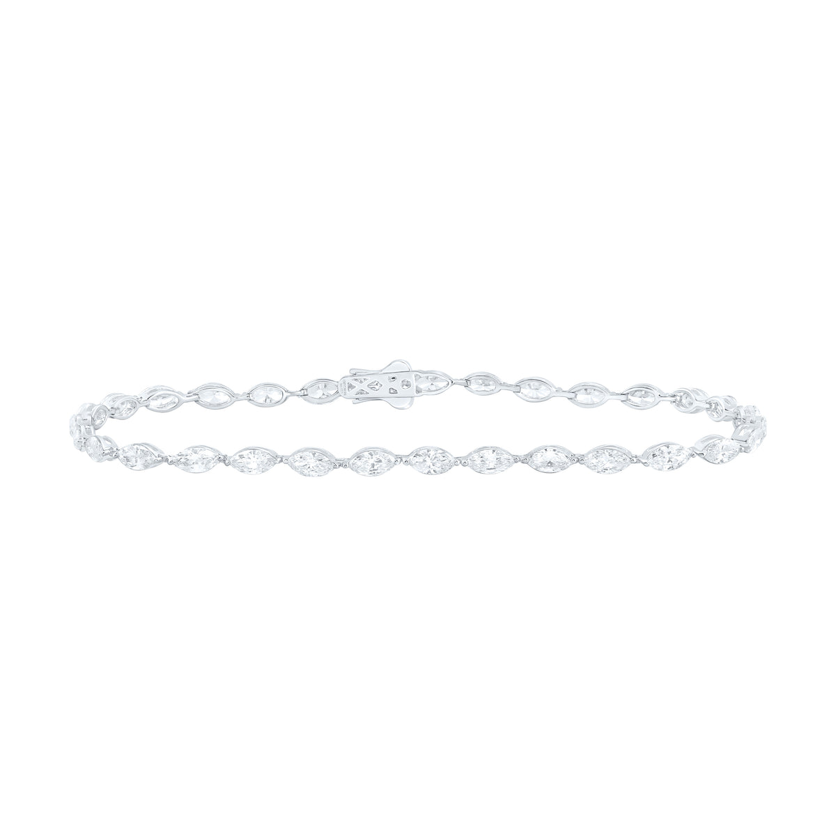 14K Yellow Or White Gold 3 Cttw Lab Grown Diamond Fashion Marquise Bracelet (7 Inch)