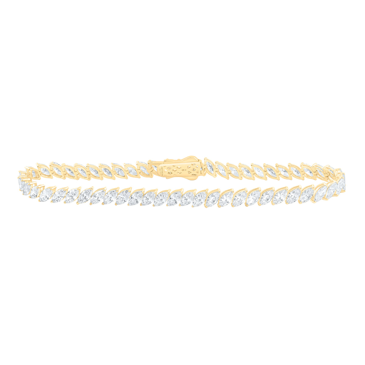 14K Yellow Or White Gold 5 3/8 Cttw Lab Grown Diamond Fashion Marquise Bracelet (7 Inch)