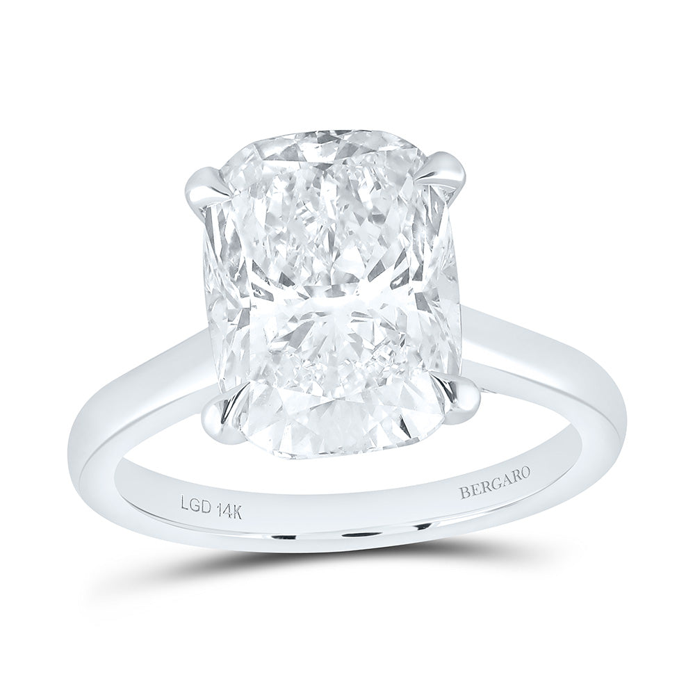 14K Yellow Or White Gold 5 1/4 Cttw Lab Grown Diamond 5 Cttw Center Cushion Engagement Ring