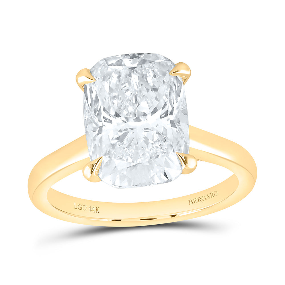14K Yellow Or White Gold 5 1/4 Cttw Lab Grown Diamond 5 Cttw Center Cushion Engagement Ring
