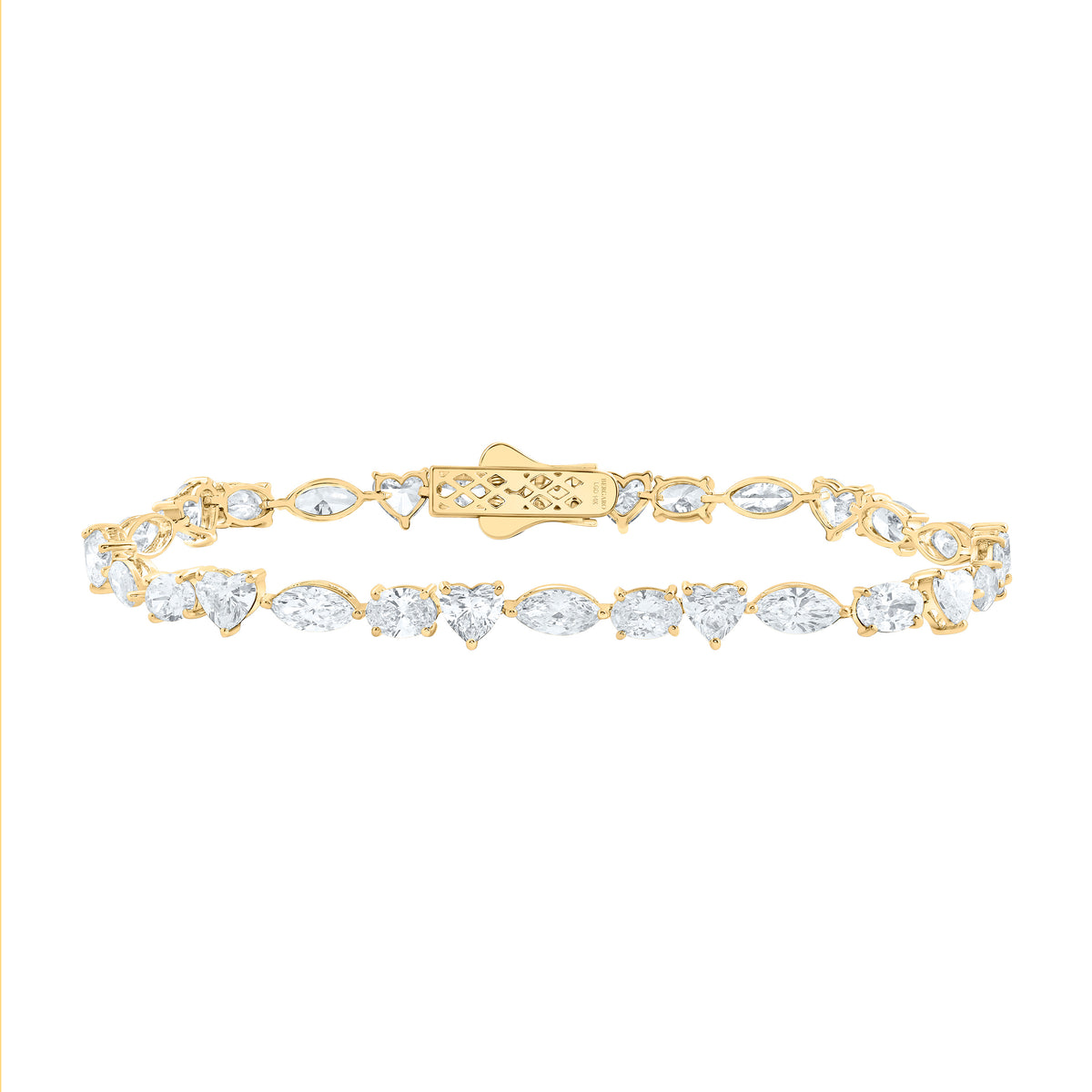 14K Yellow Or White  Gold 9 7/8 Cttw Lab Grown Diamond Fashion Heart Bracelet (7 Inch)