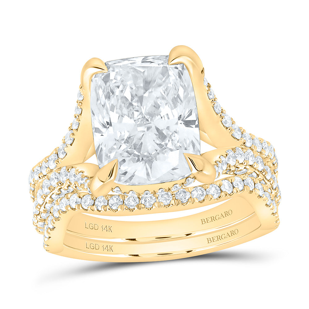 14K Yellow Gold 6 1/4 Cttw Lab Grown Diamond 5 Cttw Center Cushion Engagement Ring