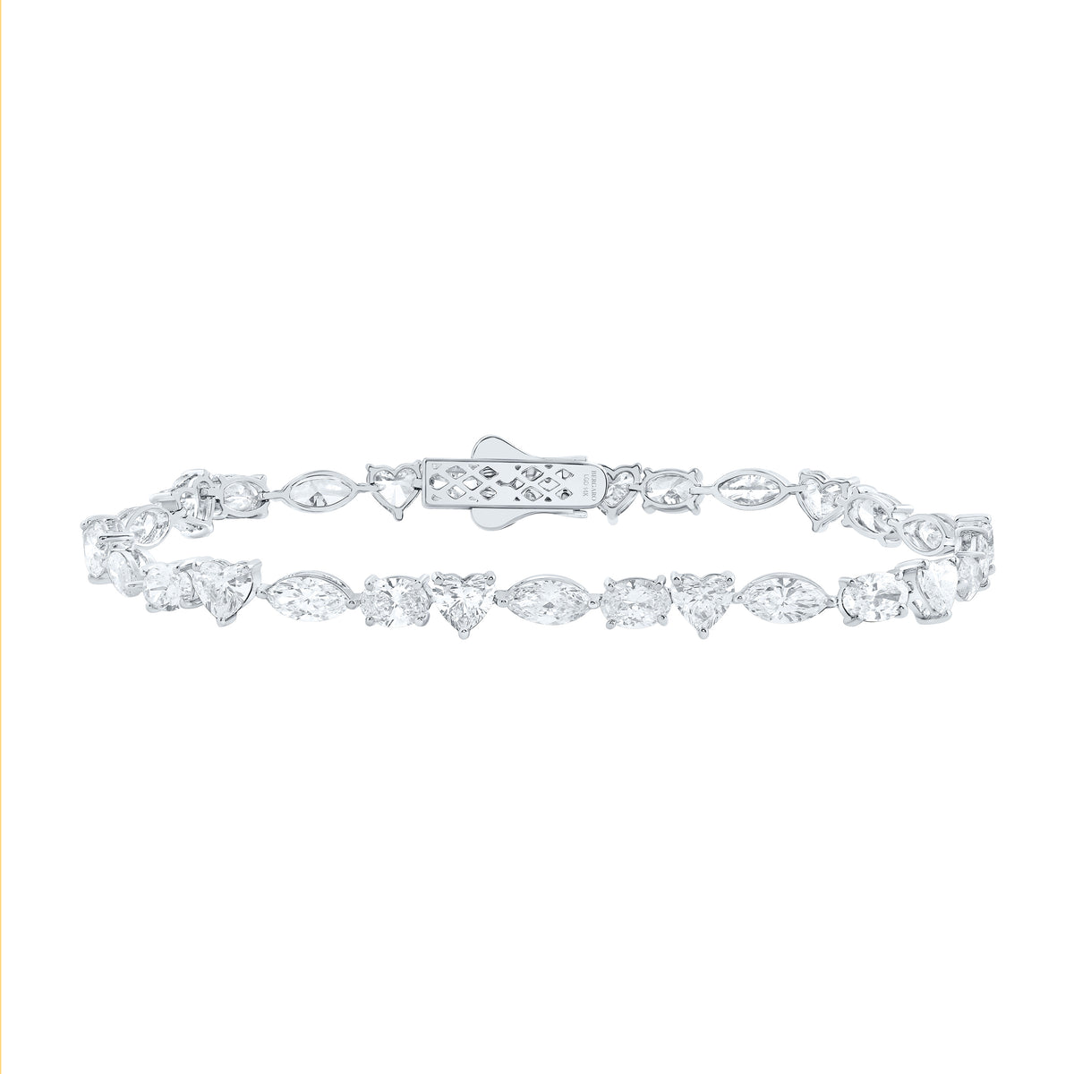 14K Yellow Or White  Gold 9 7/8 Cttw Lab Grown Diamond Fashion Heart Bracelet (7 Inch)