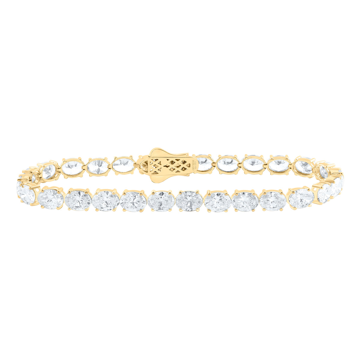14K Yellow Or White Gold Lab Grown Diamond Fashion Oval Bracelet (7 Inch)