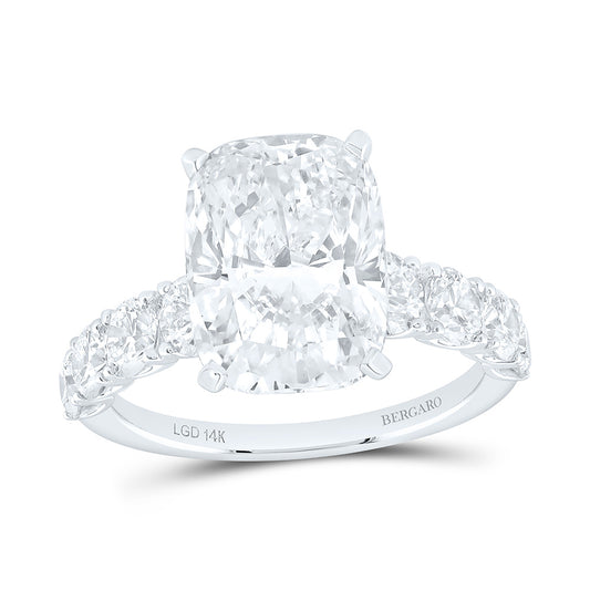 14K Yellow Or White Gold 6 1/2 Cttw Lab Grown Diamond 5 Cttw Center Cushion Engagement Ring