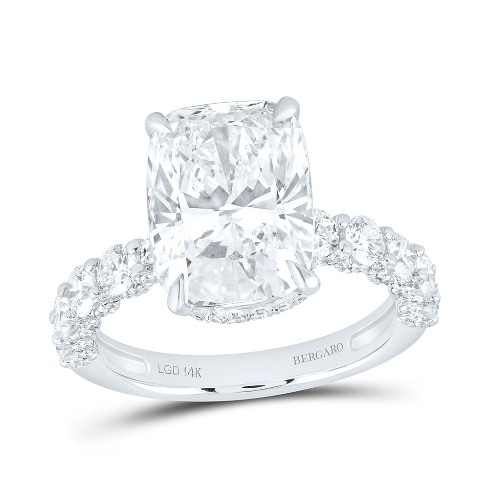 14K Yellow Or White Gold 6 1/2 Cttw Lab Grown Diamond 5 Cttw Center Cushion Engagement Ring