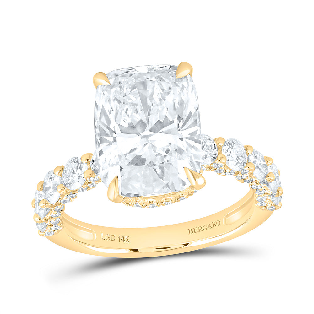 14K Yellow Or White Gold 6 1/2 Cttw Lab Grown Diamond 5 Cttw Center Cushion Engagement Ring