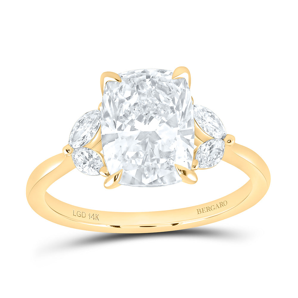 14K Yellow Or White Gold 3 1/4 Cttw Lab Grown Diamond 3 Cttw Center Cushion Engagement Ring