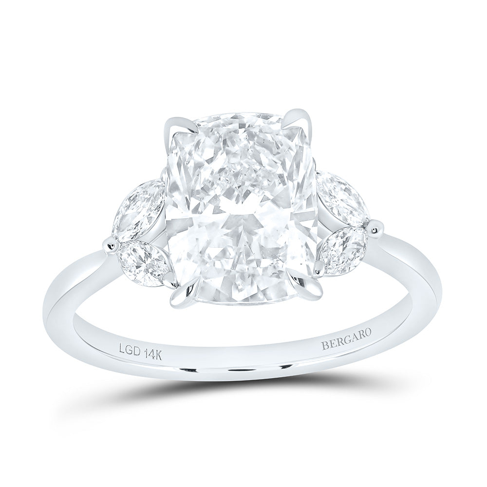 14K Yellow Or White Gold 3 1/4 Cttw Lab Grown Diamond 3 Cttw Center Cushion Engagement Ring