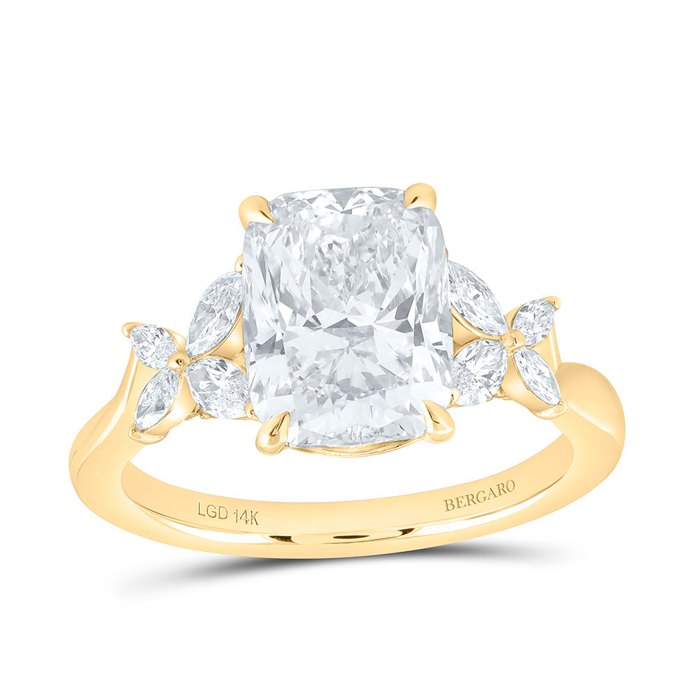 14K Yellow Or White Gold 3 1/2 Cttw Lab Grown Diamond 3 Cttw Center Cushion Engagement Ring