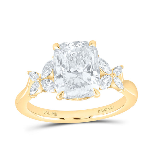 14K Yellow Or White Gold 3 1/2 Cttw Lab Grown Diamond 3 Cttw Center Cushion Engagement Ring